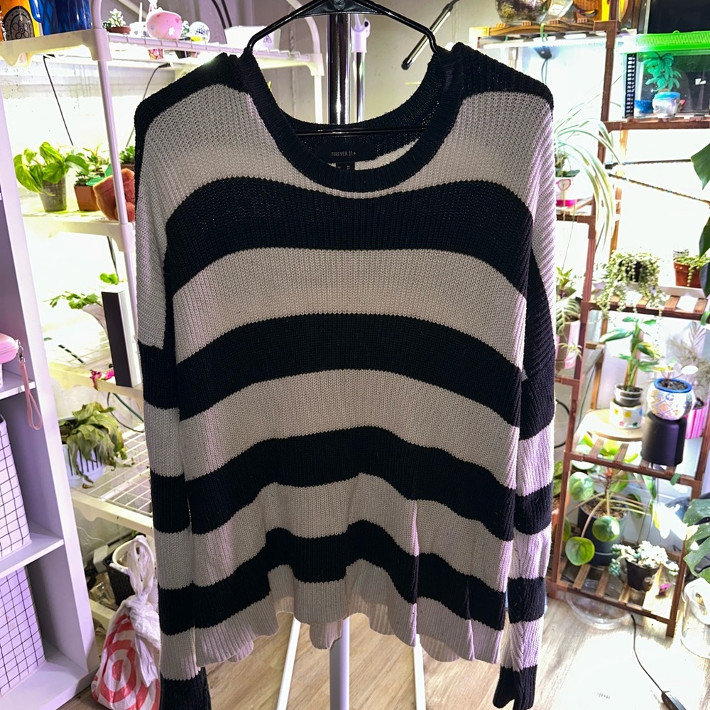 Striped Green and White Sweater
